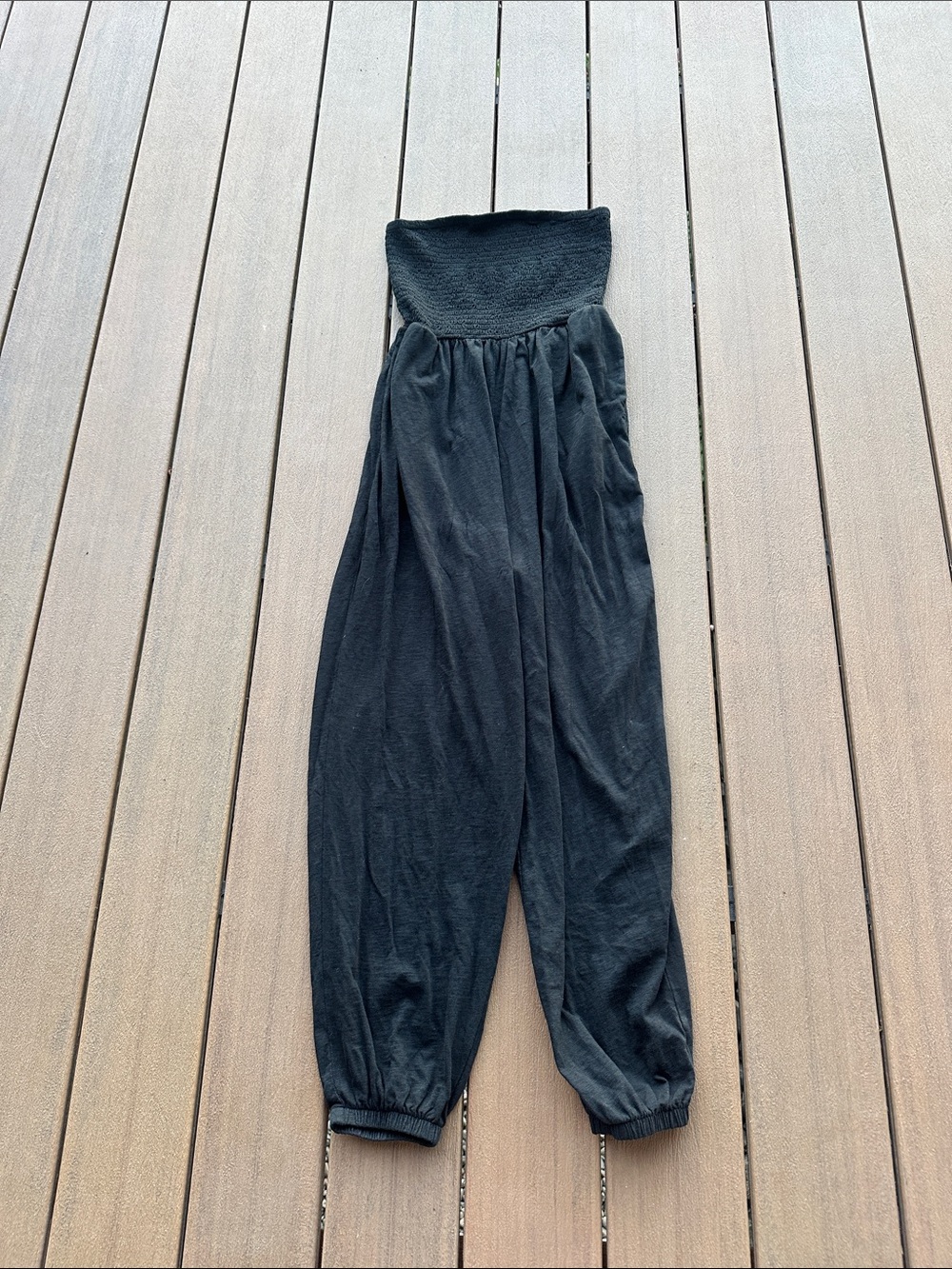 American Eagle Outfitters Black Strapless Harem Jumpsuit